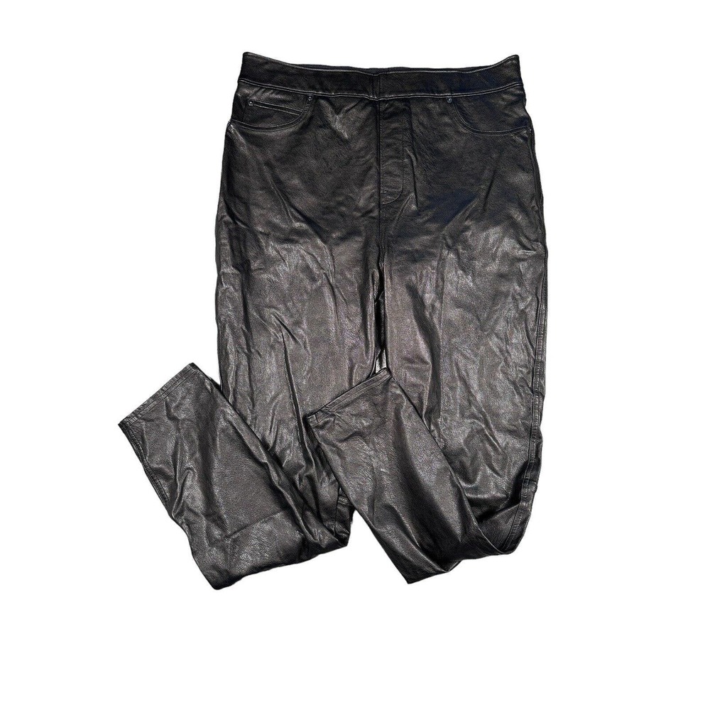 SPANX Womens Large Faux Leather Like Ankle Skinny Pull On Leggings (Size L)